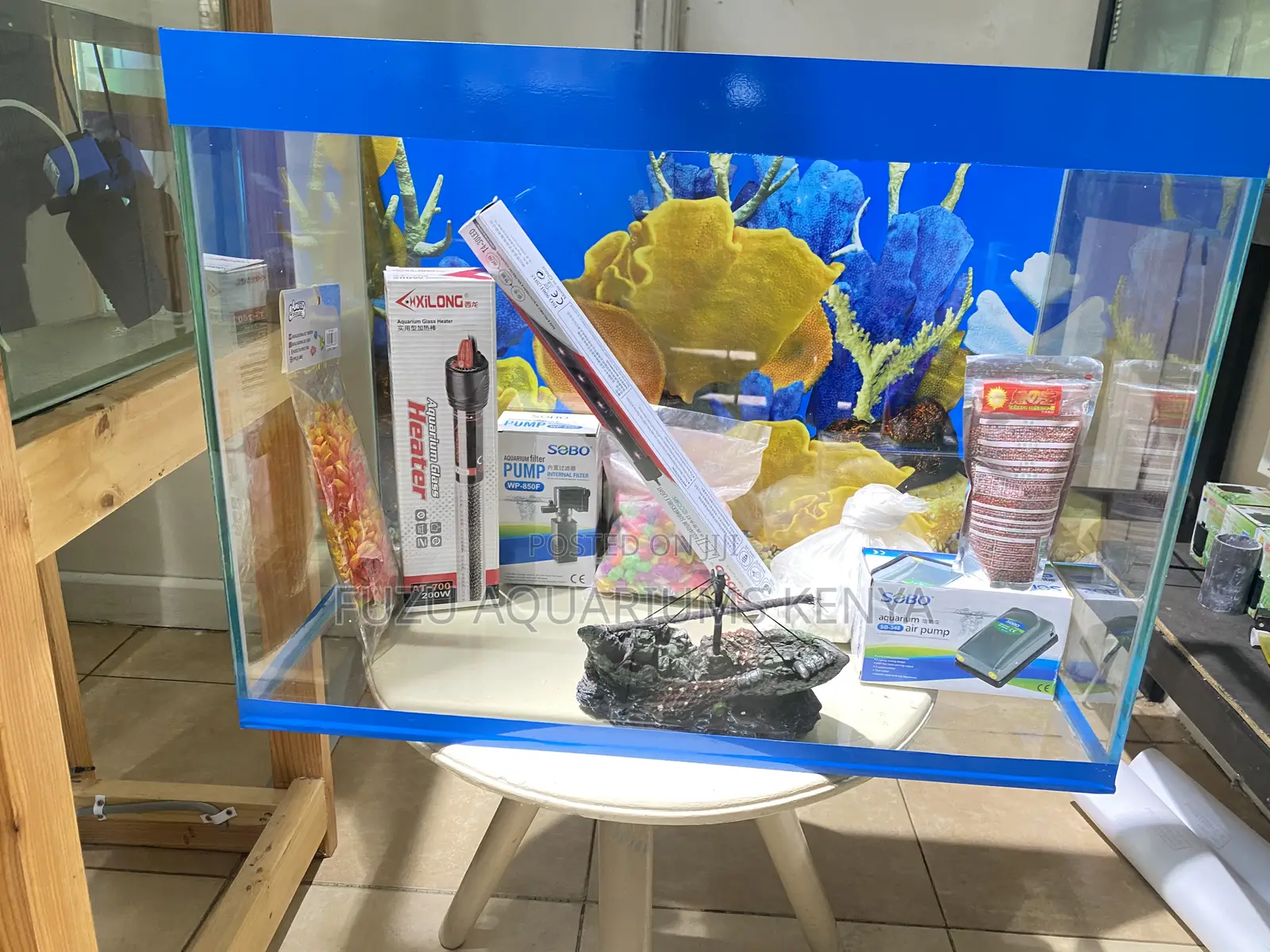 Beautiful Blue-Edge Aquarium Kit