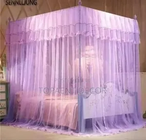 Purple 6 by 6 Fine Mesh 4 Stand Mosquito Net