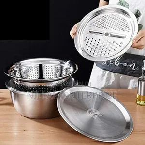 *26cm 4pcs Set 304 Colander Stainless Steel Bowl With Lid,