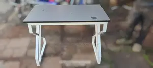 White Gray Metallic Office Table