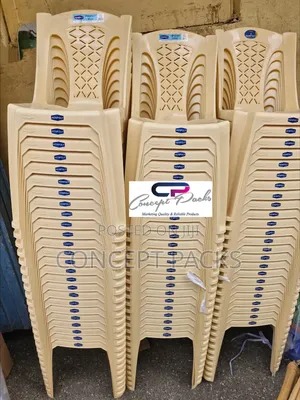 Kenpoly Cream Armless Plastic Chairs