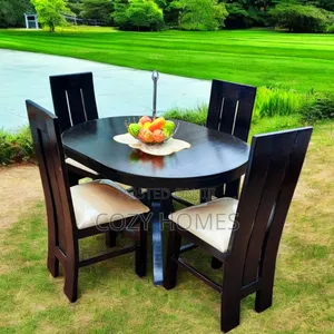 Dining Set, Lux 4 Seater Dining Set, in Dark Walnut