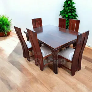 Dining Set : A Neatly Made Beige and Brown Dining Set