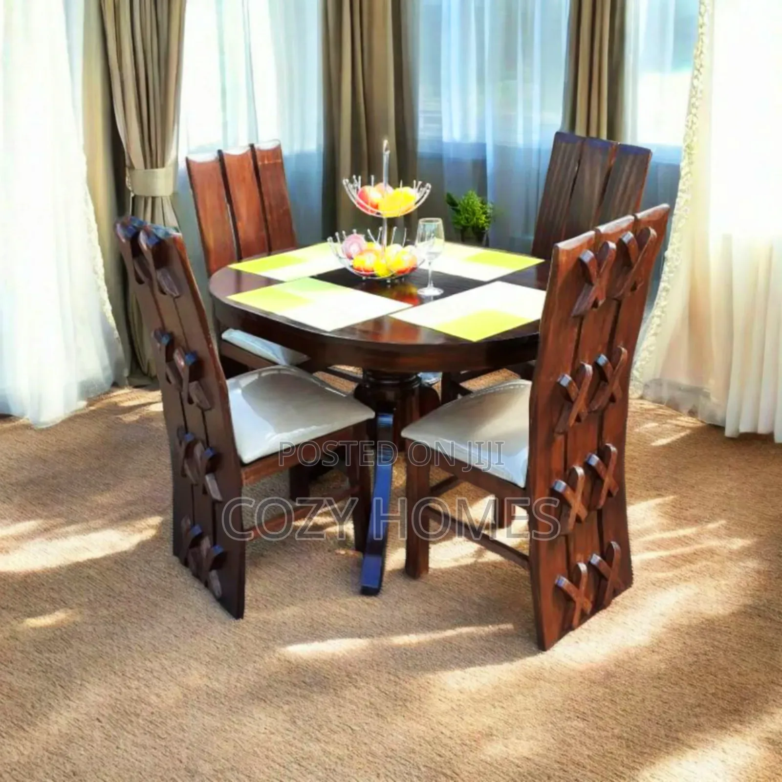 Dining Set, a Noble Walnut Brown Dining Set + 4 Seater