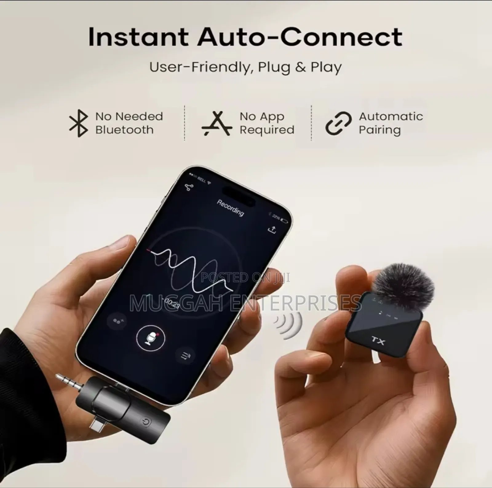 Wireless 3 in 1 Microphone for Android iPhone Type C