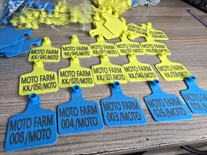 Blue/Yellow Beanded Cow Tags