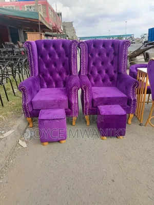 2 Purple Pedicure Seats Plus 2 Stools 