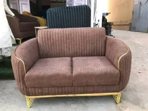 Stylish 2-Seater Sofa With Gold Trim