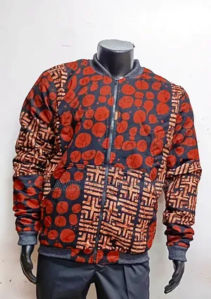 Ankara Bomber Jacket Maroon