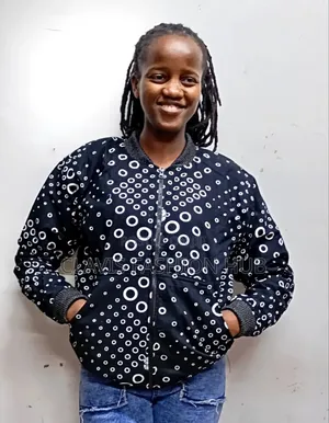 Black Dotted Ankara Jacket With Fleece