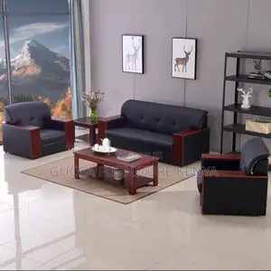 Sofas: Compact 5-Seater Leather Executive Sofa Lobby Set