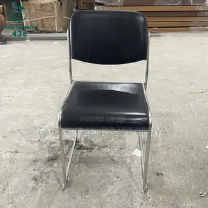 Office Chair: Simple Chrome Model Office Chair-Steel Frame