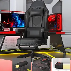 Office Chair:Modern Scarlet Gaming Chair With Leather Pillow