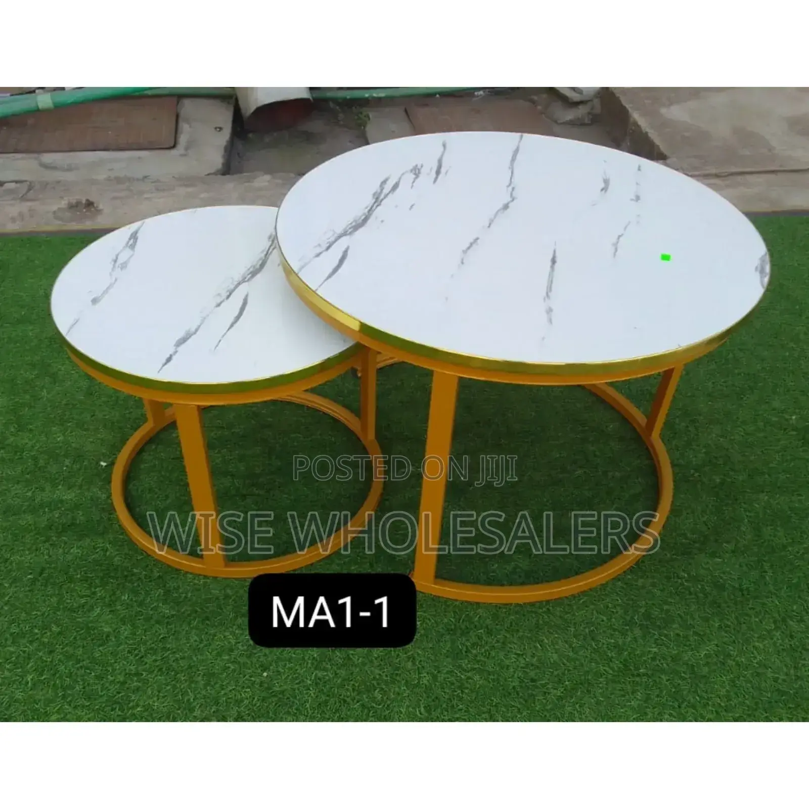 White Nesting Coffee Table Marble Effect (Mdf)