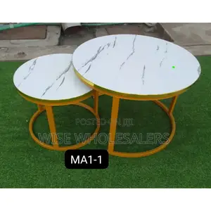 White Nesting Coffee Table Marble Effect (Mdf)