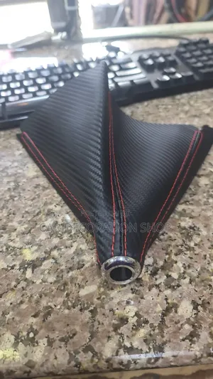 Leather Gear Knob Boot Cover With Red Stitches