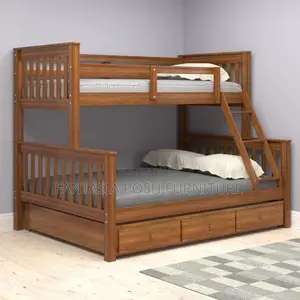 3.5 by 6 Top, 5 by 6 Mahogany Double Decker Bed With Storage
