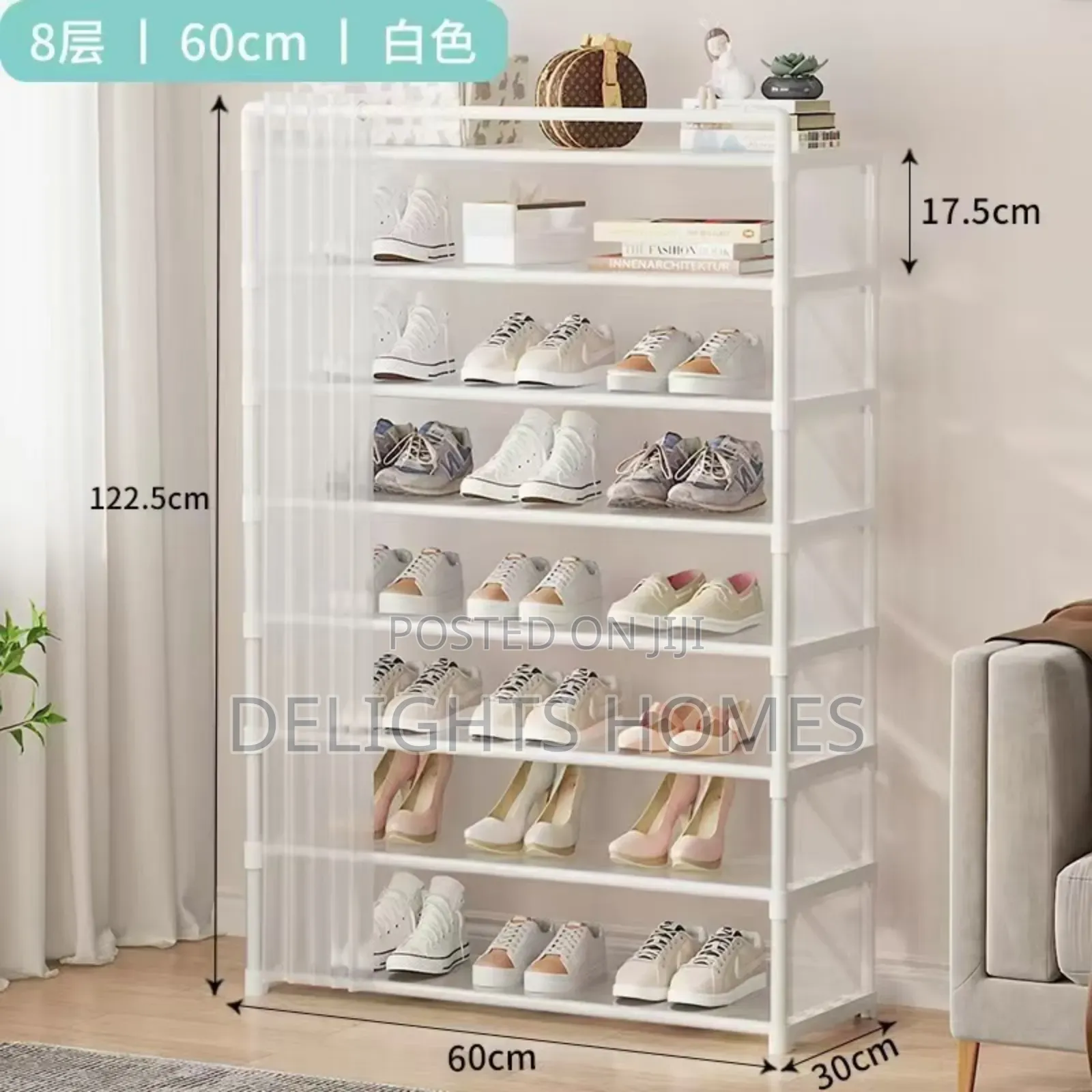 8-Layer Shoe Rack With Fabric Dustproof Cover -Tt