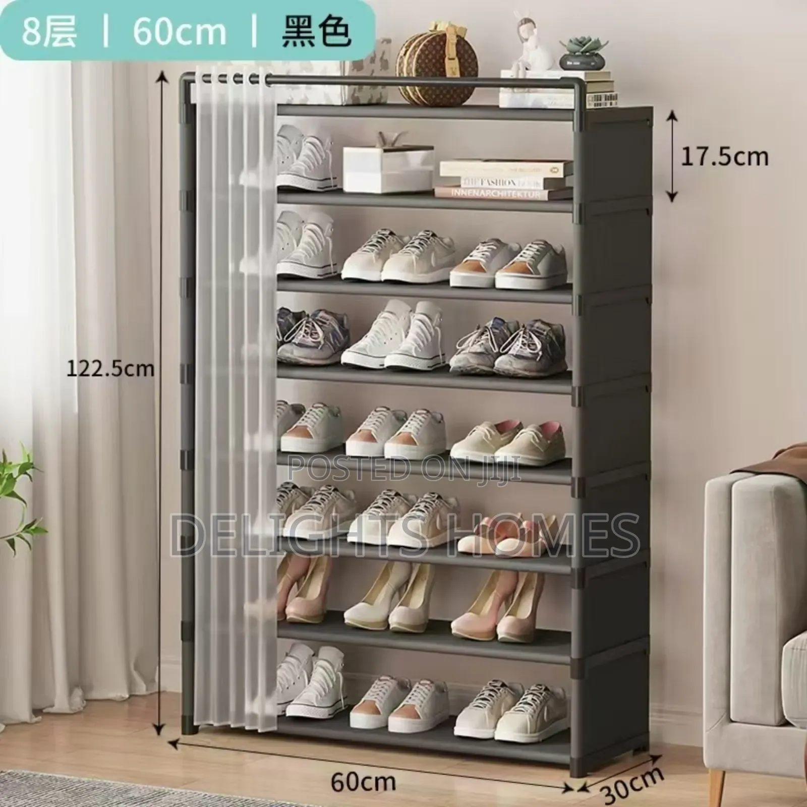 8-Layer Shoe Rack With Fabric Dustproof Cover -Tt