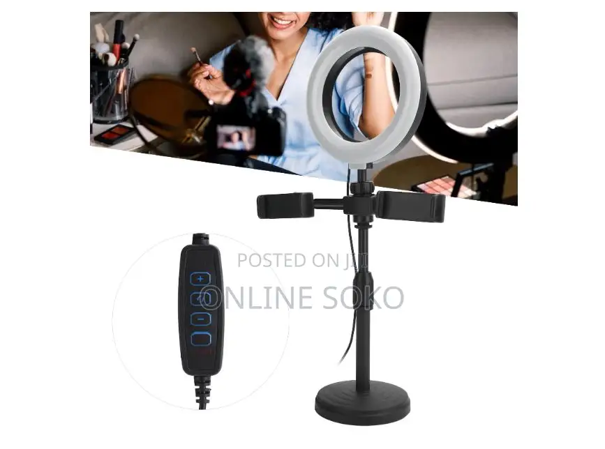 Live Streaming Desk Selfie Ring Light Stand Phone Holder