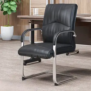 Office Chair: Refined Fixed Leather Executive Chair – Black