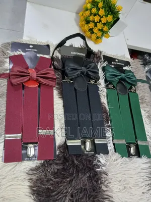 Maroon Suspender and Bowtie