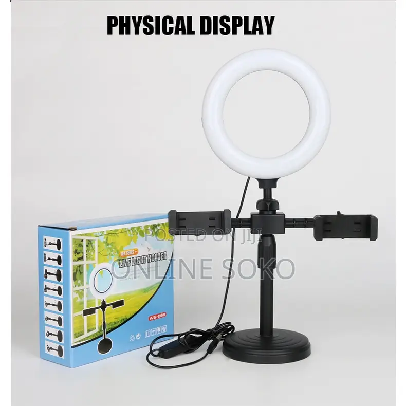 Live Streaming Desk Selfie Ring Light Stand Phone Holder