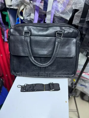 Black Large Size Document/Laptop Cases/Bags in Leather Black