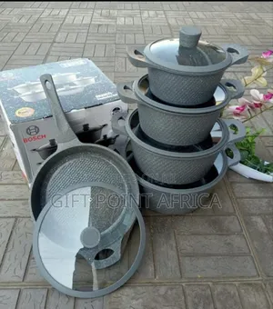 Gray 10 Pieces Cookware Set Stainless