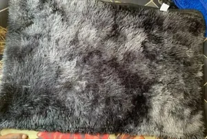 5 by 8 Warm Soft Fluffy Black With Grey Wall to Wall Carpets
