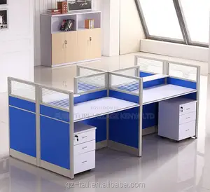 Workstation:Four-Seat Modular Desk System With Storage