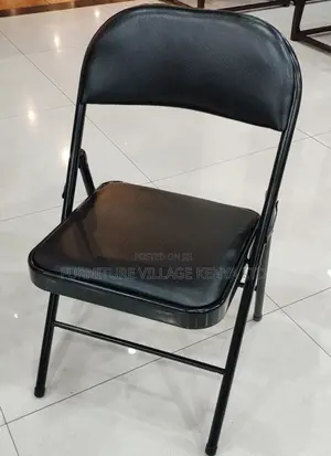 Office Chair: Simple Collapsible Black Steel Office Chair