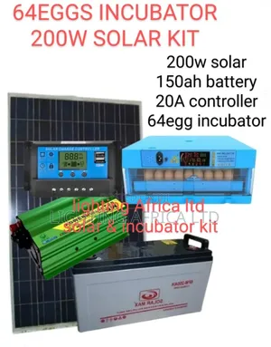64 Eggs Mkulima Mdogo Incubator +200w Solar +150ah Battery + 10m Cable