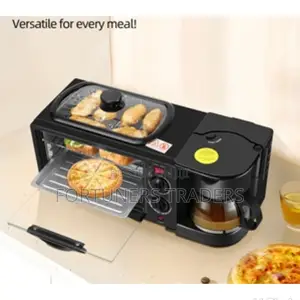 3 in 1 Breakfast Machine Toaster Oven Pan Frying Coffee