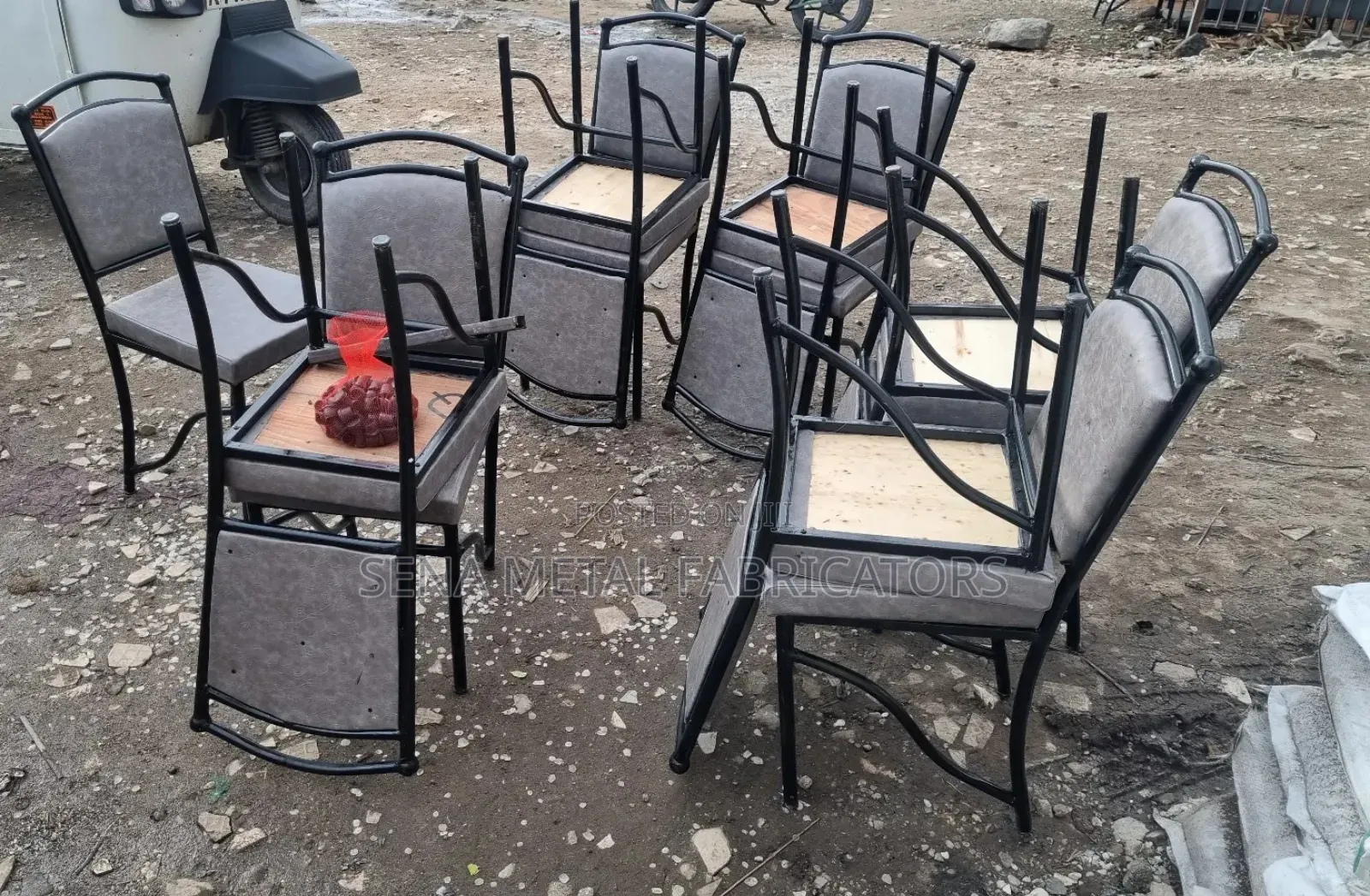 Restaurant Chairs With Black and Grey Faux Leather Leather.