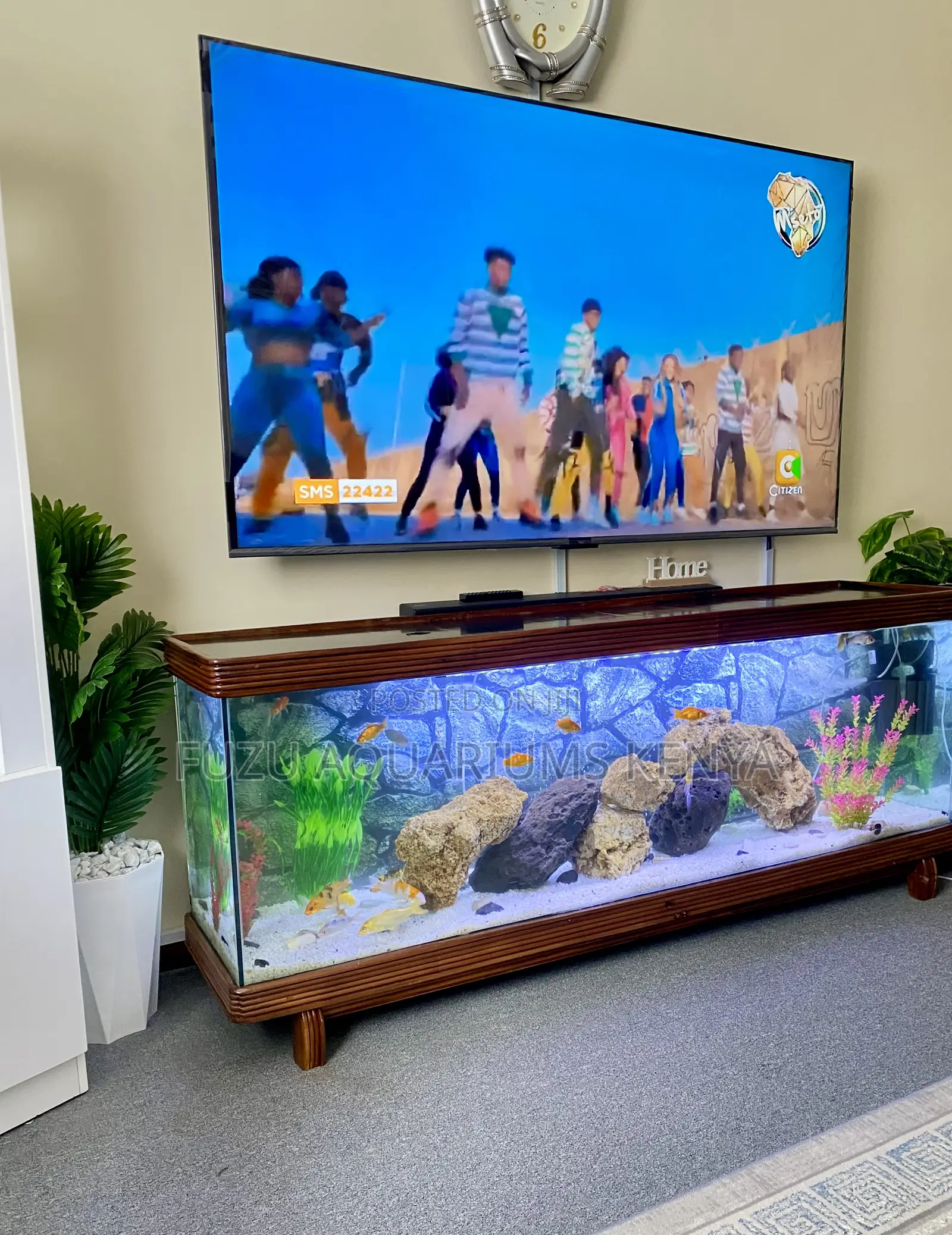 Nairobi-Made Solid Wood Tv Aquarium Combo