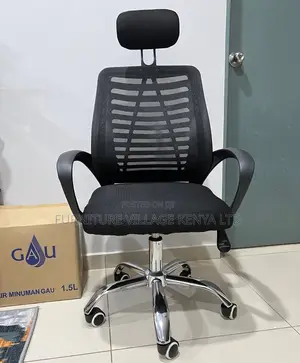 Office Chair:Ergonomic Headrest-Equipped Task Chair