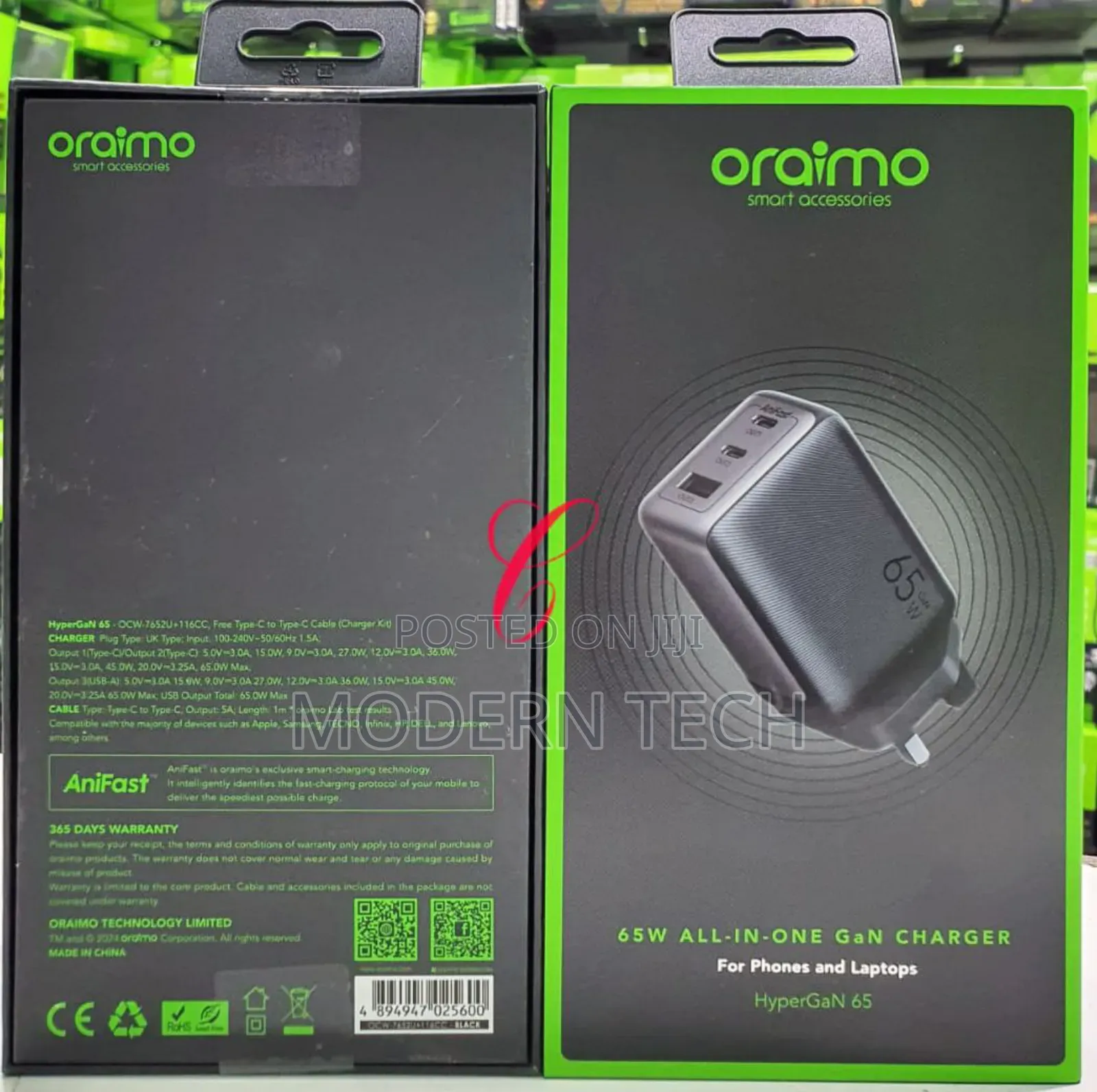 Oraimo Hypergan 65 *65w* Phone and Laptop Charger