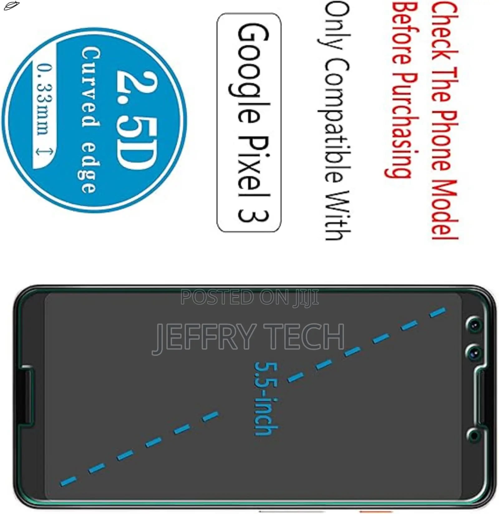 Hptech Og Google (Pixel 3) Tempered Glass Screen Protector