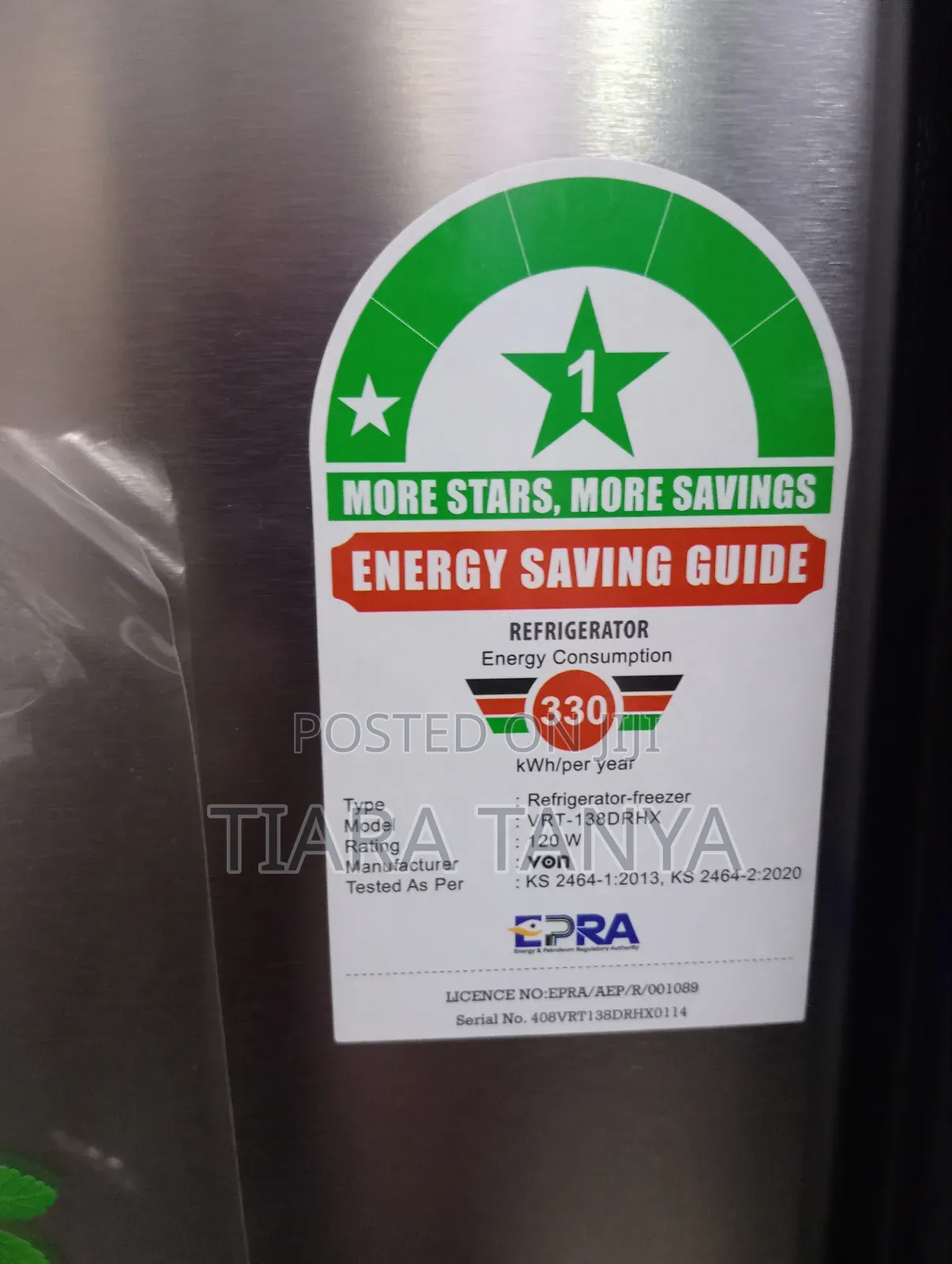 Von Vart 138drhx Double Door Direct Cool Fridge