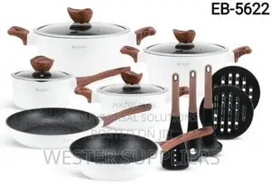 15 Pieces White With Wooden Handle Edenburg Cookware Pots
