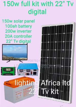 Luxury 22" Digital Tv 150w Solar - 100ah Battery Full Solar Kit
