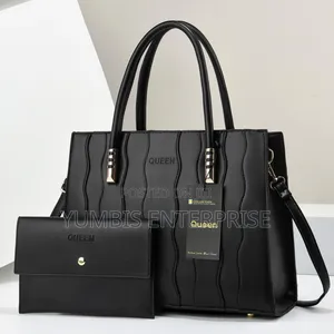 Black 2 in 1 Queen Leather Handbags Sets for Women at 1800