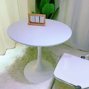 Dining Table:Marble-Top Round Dining Table With Column Base