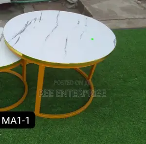 Executive White Nesting Coffee Table Marble Effect (Mdf)