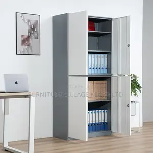 Cabinets: Executive 4-Door Steel Storage Unit for Staff
