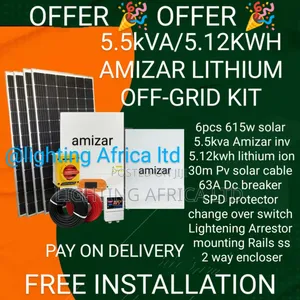 Elite Home Supply Off-Grid 5.5kva Amizar Inverter + 5.12kwh Lithium