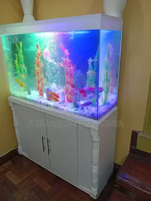 Stylish White Cabinet Aquarium With 10 Fish