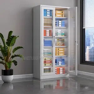 Cabinets:2-Door White Glass Access Storage Office Cabinet