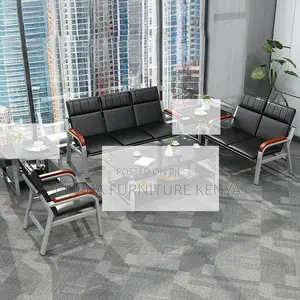 Office Sofa:5-Seater Visitor Sofa With Plush Armrest Padding